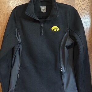 Colosseum Black and Gray Women's Top with Yellow Logo